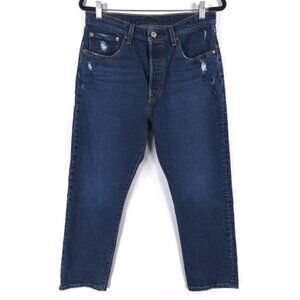 Levi’s 501 Button Fly Jeans Crop Semi Distressed 36200-0184 Size W31 L26‎